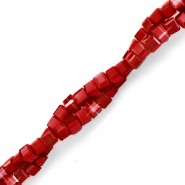 Top Facet kralen Cube 2x2mm Ruby red-pearl shine coating